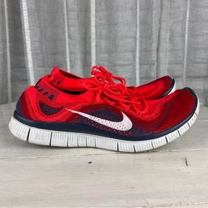 480pte  Nike Free Flyknit Bright Crimson Sz 9 Men's Sneakers 615805-616